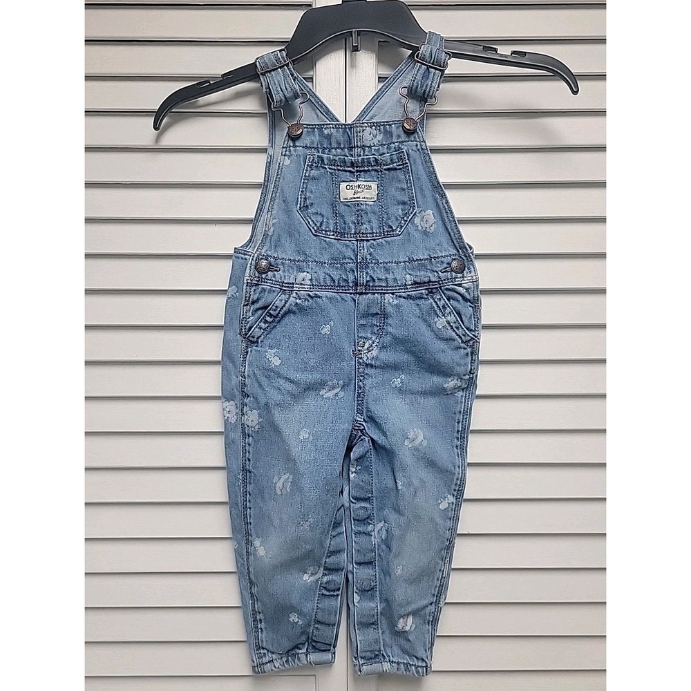 OshKosh B'Gosh Vestbak Overalls Denim Coveralls Blue Baby - 18 Months Floral